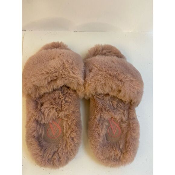 VS Victoria Secret fur slippers pink Small - Picture 1 of 3